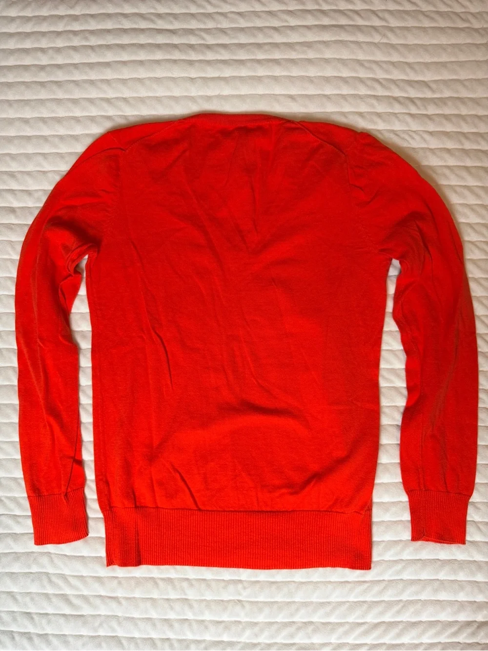 J. Crew 100% Cotton Bright Orange V-Neck Sweater Size Medium